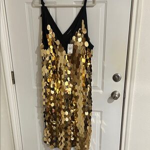 Ashley Stewart Black and Gold Sequin Dress